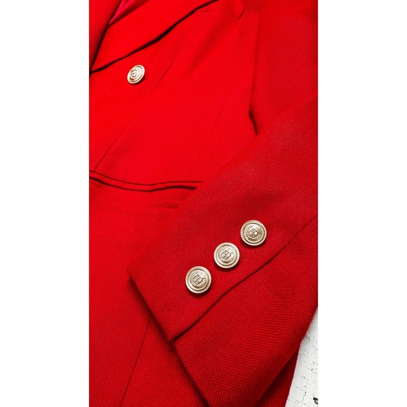Vintage 90’d Liz Claiborne Red Doube Breast Button Blazer (10P) - Picture 9 of 10